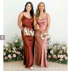 Revelry Skye Satin Dress in Desert Rose